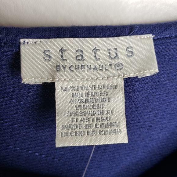 Status By Chenault Womens Twist Front V-Neck Pullover Navy Blue Top Size XXL NWT - Picture 5 of 13